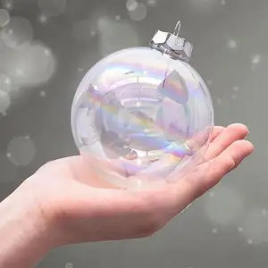サプライヤー卸売カスタムクリスマスギフト透明ガラスボール飾り吊り木ホリデーパーティーの装飾クリスマスボールガラス