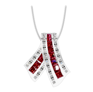 Colgante de abalorio de rubí con diseño de onda, Plata de Ley 925, oro blanco, corte princesa, acentos de diamantes, joyería llamativa, compra al por mayor - Product Image 1