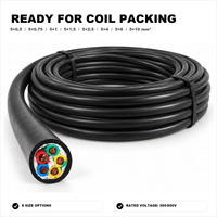 Câble de commande flexible en cuivre RVV 5 conducteurs 5x1,5mm² isolé en PVC noir, fil électrique rond 300/500V