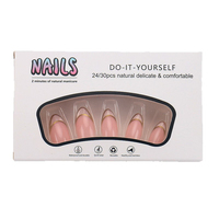 Ongles press-on nude effet œil de chat, carrés courts transparents en ABS, embouts de luxe à couverture complète, 24 pièces/ensemble, motifs étoiles pour application sur les doigts