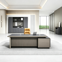 Meubles de bureau commerciaux, bureau de direction moderne en forme de L, table de manager avec armoire de rangement, personnalisable