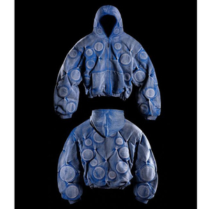 <span class=keywords><strong>Felpa</strong></span> con cappuccio imbottita Unisex da uomo in fabbrica con cappuccio imbottito con cappuccio personalizzato lavato e lavaggio acido con <span class=keywords><strong>Zip</strong></span> <span class=keywords><strong>felpa</strong></span> con cappuccio OEM & ODM cappotto da uomo - Product Image 3