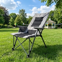 Silla Plegable de Exterior de Cinco Niveles Ajustables, Gruesa, con Reposabrazos y Bolsa de Almacenamiento para Jardín, Camping, Pesca, Parque, Playa y Picnics