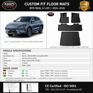 แผ่นรองพื้น TPE สำหรับรถยนต์ BYD-Seal U (Song PLUS DMI)-พวงมาลัยซ้าย-DM-i-5S_2024 ชุดเต็ม + แผ่นรองท้ายรถ เกรดอาหาร ขอบยก 3 มิติ เป็นมิตรกับสิ่งแวดล้อม ไร้กลิ่น - Product Image 6