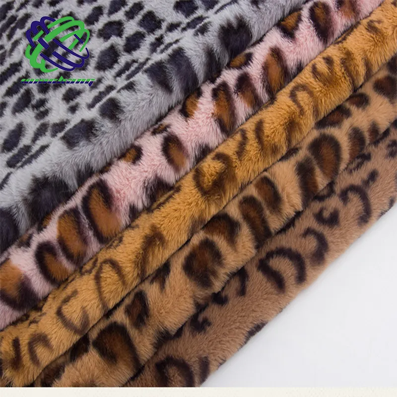 Hot Sales Wholesale Leopard Print Pattern Faux Rabbit Fur PV Plush Fabric Dyed For Garment Jackets Blankets