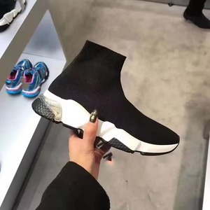 <strong>Black</strong> High Top Women Socks Shoes Sneakers Breathable <strong>Paris</strong> Style Couples Casual Sports Shoes Comfy Platform Sock Sneakers Men - Product Image 1