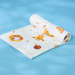 Giraffe e pianeti in cotone neonato personalizzato stampa mussola fasciante traspirante coperta di mussola per neonato bavaglini da lavaggio per neonato - Product Image 5