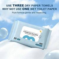 Lingettes humides jetables OEM Mirodear extra épaisses, 10 feuilles, logo personnalisé, lingettes humides pour toilettes, papier soluble dans l'eau, 15*20cm, lingettes humides
