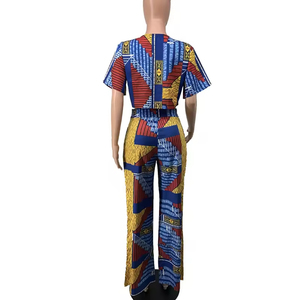 Crop top court dévoilant le ventre, pantalon droit ample, ensemble coloré à manches courtes et col rond, vente en gros directe usine - Product Image 6