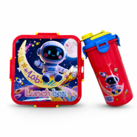 Boîte à lunch pour enfants en PP de qualité alimentaire, pliable, écologique, à double étage, à 3 compartiments, anti-fuite, compatible micro-ondes, motif dessin animé