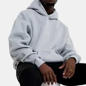Logo personnalisé Baggy Streetwear <span class=keywords><strong>French</strong></span> Terry Heavyweight No String Hoodies pour hommes 100% coton recadrée à capuche hommes - Product Image 3