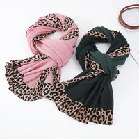 Nouvelle grande taille coton lin un anneau imprimé léopard écharpe froissé Style Turban pour couleur unie écharpe musulmans femmes fête