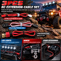 RCXAZ Lot de 3 câbles d'extension pour éclairage RC, adaptateur JST PH2.0 de type T Plug à Plug pour mise à niveau de treuil LED 1/10 Crawler TRX4 SCX10