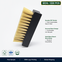 Brosse de nettoyage pour chaussures en poils de PET avec manche en bois, pour le soin des chaussures en cuir et daim