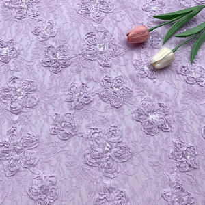 Tela de encaje de alta gama con lentejuelas y patrón floral africano, malla transparente, encaje Chantilly nigeriano para accesorios Aso Ebi y vestidos de novia - Product Image 1