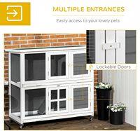 Cage à lapins moderne à 2 niveaux en bois avec roues, pour intérieur et extérieur, bac de nettoyage amovible, résistante aux intempéries, maison pour petits animaux