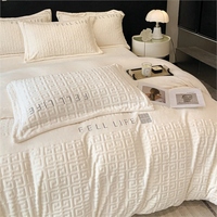 Parure de lit Sunny Textile 2025 en velours de lait mat, ensemble quatre pièces, housse de couette épaisse et chaude, motif sculpté