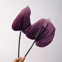 Bunga Anthurium Artifisial Berkualitas Tinggi PVC Anthurium Sentuhan Nyata Bunga Artifisial Dekorasi Rumah Pernikahan Bunga Pernikahan