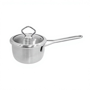 Prix de gros Casserole Triply en acier inoxydable avec couvercle en verre et poignée en fil de fer Matériau détachable en caoutchouc et silicone - Product Image 1