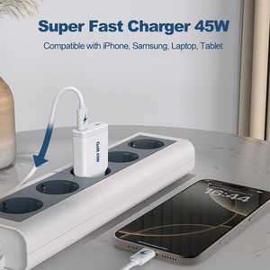 ใหม่ KC บางเฉียบ45W เครื่องชาร์จ Gan Type C 2พอร์ตชาร์จเร็วแบบสากลสมาร์ทโฟน45W ที่ชาร์จติดผนัง PD สำหรับมือถือ MacBook - Product Image 2