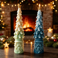Moule à bougie en silicone Père Noël et sapin de Noël, antiadhésif, facile à démouler, pour bougies parfumées DIY, décoration de table de Noël