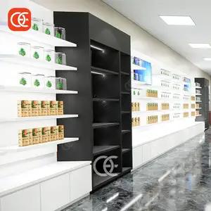 Full Vision Dispensary Display Showcase Customized Shisha Cabinet Cigar Humidor Showroom Smoke Shop Wood Display