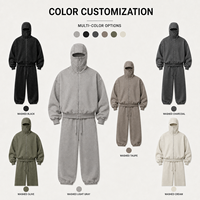 Sweat à capuche zippé slim et pantalon de survêtement en coton 100 % personnalisés, en molleton biologique français 500 g/m² épais, avec impression 3D en relief, et cagoule zippée
