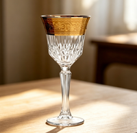 Verres à vin à pied gravés avec bordure dorée vintage, en cristal taillé diamant, vaisselle de luxe pour vin rouge, champagne et dîner