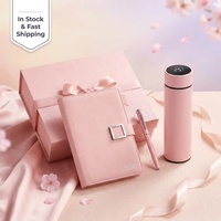 Ensemble Cadeau d'Entreprise de Luxe Rose Personnalisé avec Logo : Carnet, Stylo et Tasse Isotherme – Idéal pour Femmes et Filles, Cadeau de Remise de Diplôme ou Souvenir