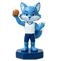 Figurine de mascotte de basket-ball personnalisée Blue Fox Bobblehead, statue en résine personnalisée, cadeau OEM ODM pour l'affichage