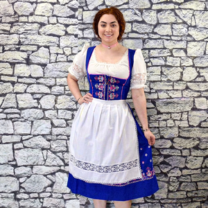 Women's Bavarian Dirndl <b>Dress</b> Knee-Length A-Line With Floral Embroidery Puff Sleeve Vintage Folk Costume - Product Image 1