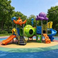 Structure de jeu extérieure pour enfants avec toboggan combiné, décor pieuvre et toboggan en spirale, pour écoles maternelles et parcs, qualité commerciale