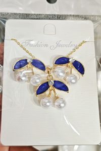 Conjuntos de joyería nupcial fina, pendientes de collar chapados en oro, pendientes de tuerca de goteo de aceite de perla de cereza roja negra para mujer - Product Image 5