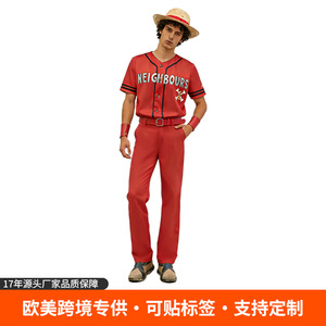 Costume de cosplay One Piece Luffy, ensemble complet, tenue de style film rouge pour Halloween, jeu de rôle - Product Image 4