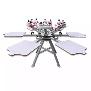 Máquina de Serigrafía Manual de Seis Colores y Seis Estaciones SPE-TR4050-6, Tipo Rack, para Camisetas - Product Image 1