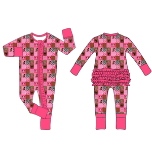 Baju tidur anak perempuan ritsleting bambu Ruffle Zippy Romper CPC mencapai CE bersertifikat piyama anak-anak pakaian tidur - Product Image 2