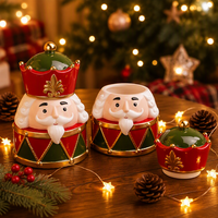 Redeco Nouveau Pot de Rangement Créatif Personnalisé Casse-Noisette de Noël Grande Capacité Pot Hermétique Contenants Alimentaires en Céramique de Noël