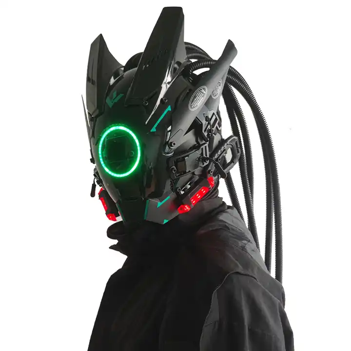 maschera cyberpunk rotonda luce treccia personalizzata maschera di senso  tecnologia cosplay sci-fi accessori del festival di musica del partito