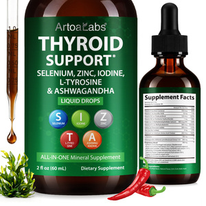 Integratore Liquido per il Supporto della Tiroide Vegano, Senza OGM, <span class=keywords><strong>con</strong></span> Selenio, <span class=keywords><strong>Zinco</strong></span>, Iodio e Ashwagandha per Donne, Etichetta Privata all'Ingrosso - Product Image 1