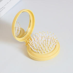 Peine con espejo portátil con cerdas de nailon, cepillo para el cabello de viaje de color azul claro para adultos, diseño bonito, estilo compacto - Product Image 4