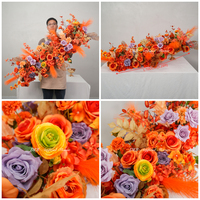 Centerpiece Bunga Sutra Buatan Hydrangea & Anggrek Pink yang Lembut dan Realistis untuk Dekorasi Meja Pernikahan, Hari Valentine & Pesta