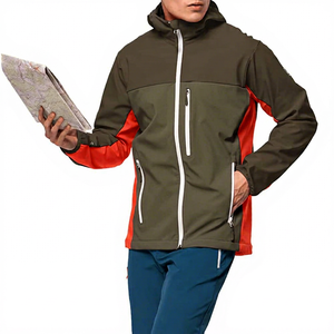 Chaqueta con Capucha para Hombre, Cortavientos, con Bloques de Color, Cierre de Cremallera, Estilo Deportivo, para Otoño - Product Image 1