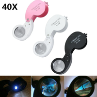 Diamond Eye Magnifying Glass Tool for Jewelry Antiques Coins Stamps 40X-25mm LED Illuminated Jewelers Loupe Magnifier With Light