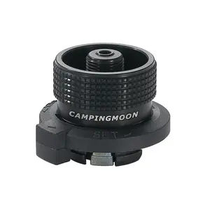 เตาแก๊สปิคนิคแบบแยกส่วน Campingmoon สีดำ สำหรับตั้งแคมป์ เดินป่า ใช้กับกระป๋องแก๊สบิวเทนแบบแมนนวล พร้อมอะแดปเตอร์ - Product Image 1