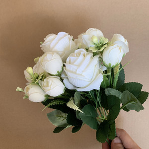 Ramo de rosas artificiales de seda, ramo de rosas falsas de tallo largo, ramos de boda - Product Image 2