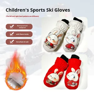 Gants de ski <span class=keywords><strong>pour</strong></span> enfants à doigts entiers de conception mignonne âgés de 2 à 5 ans Gants de sport Mitaines imperméables <span class=keywords><strong>pour</strong></span> enfants <span class=keywords><strong>pour</strong></span> les sports d'extérieur - Product Image 3