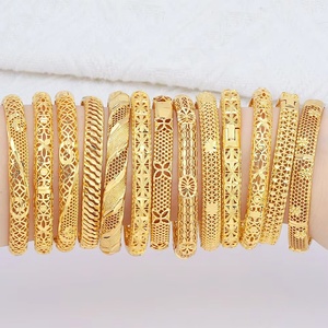 Jxx Nhiều Phong Cách Phụ Nữ 24K Vàng Mạ Đồ Trang Sức <span class=keywords><strong>Bangles</strong></span> Đồng Quyến Rũ Vòng Đeo Tay Bangle Hollow Khắc - Product Image 2