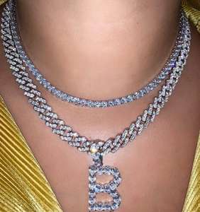 Hip Hop ghiaccio uomo donna gioielli oro <span class=keywords><strong>argento</strong></span> 26 alfabeto 10mm CZ Miami cubano catena <span class=keywords><strong>nome</strong></span> personalizzato <span class=keywords><strong>nome</strong></span> <span class=keywords><strong>collana</strong></span> - Product Image 5