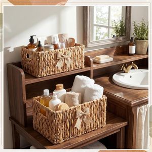 Woven <b>Storage</b> <b>Basket</b> Rectangle Handmade For Household Sundries Organizing Toys - Product Image 5