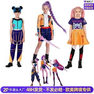 Conjunto de Vestido Negro y Dorado Manyusha K Pop para Niñas, Ropa de Actuación con Etiqueta, Estilo Cazadora de Demonios - Product Image 4